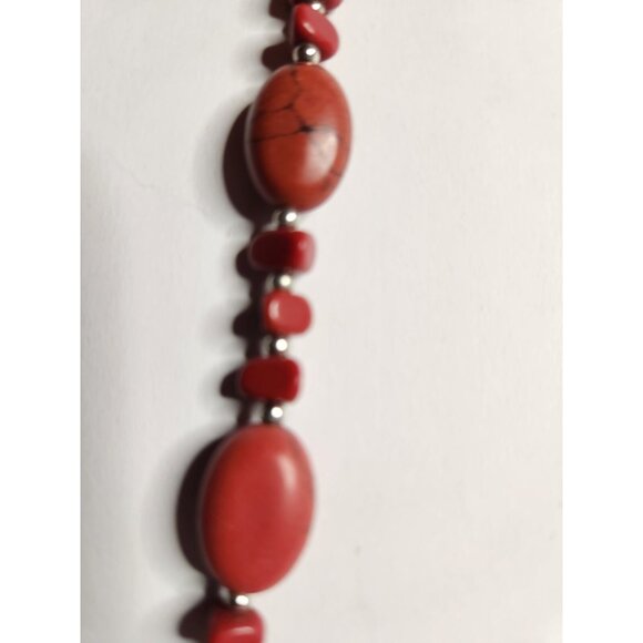 Red Beaded Necklace Lobster Clasp Chaps southwest womens jewelry - Picture 3 of 5